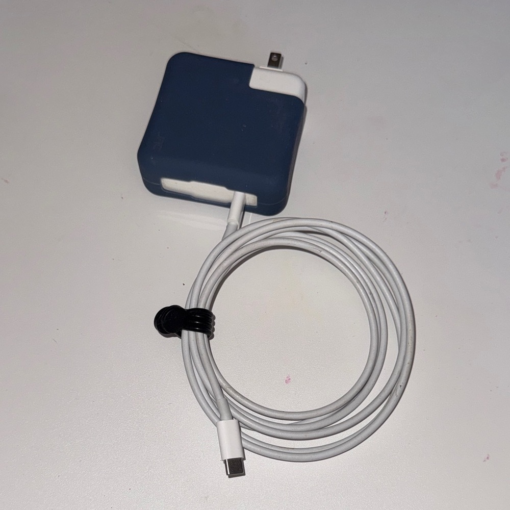Apple White USB-C Charging Cable with Navy Silicone Adapter Cover
